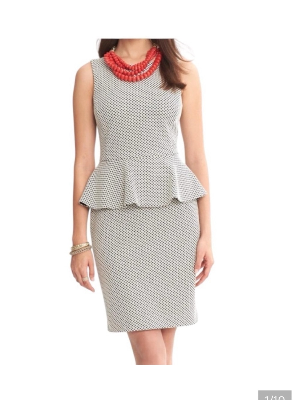 Banana Republic dress NWT size 10 Peplum Ivory/ black jacquard midi dress $140